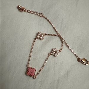 Rachel Zoe Rose Gold Tone Bracelet with Pink Clover 18k over sterling silver